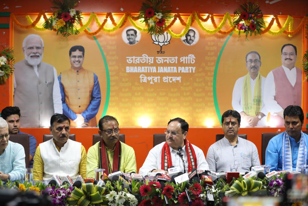 Bjp National President Shri Jp Nadda At Tripura Bjp State Office Agartala Tripura 8283